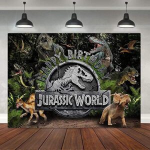 Jungle Animals Dinosaur Photography Backdrop Baby Kids Happy Birthday Party Banner Supplies Forest Dinosaur Background Photo Studio Props 7x5ft