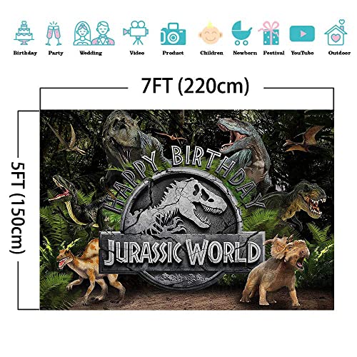 Jungle Animals Dinosaur Photography Backdrop Baby Kids Happy Birthday Party Banner Supplies Forest Dinosaur Background Photo Studio Props 7x5ft