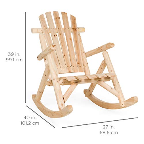 Best Choice Products Wooden Rocking Chair Outdoor Wood Rocker Adirondack Lounger Accent Furniture for Yard, Patio, Garden w/Natural Finish
