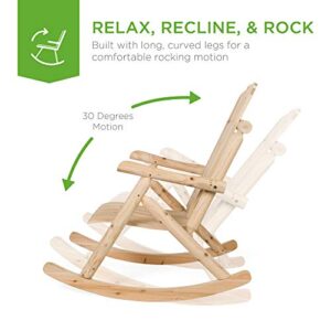 Best Choice Products Wooden Rocking Chair Outdoor Wood Rocker Adirondack Lounger Accent Furniture for Yard, Patio, Garden w/Natural Finish