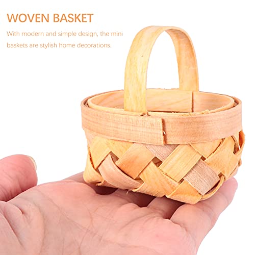 Cabilock 12pcs Mini Woven Picnic Baskets Miniature Wood Baskets Small Craft Basket for Fairy Garden Ornament Dollhouse Decoration
