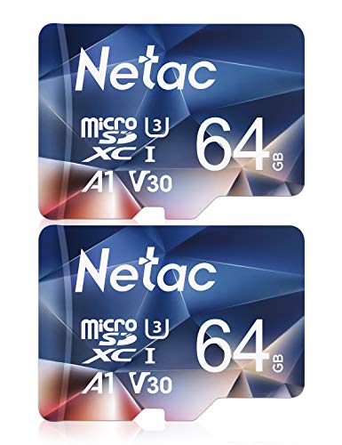 Netac Micro SD Card 64GB 2 Packs, Mini TF Memory Card with up to 100 MB/s, UHS-1, U3, Class 10, SDXC, EXFAT, V30, A1, 4K, UHD, FHD