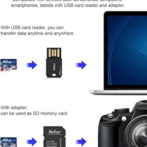 Netac Micro SD Card 64GB 2 Packs, Mini TF Memory Card with up to 100 MB/s, UHS-1, U3, Class 10, SDXC, EXFAT, V30, A1, 4K, UHD, FHD
