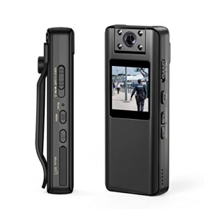 boblov a22 64/32gb body camera, support 8-10hours recording,180° rotatable lens, 1080phd bodycam with oled screen to playback, camcorder with audio for walking, delivery pizza, daily proof (64gb)
