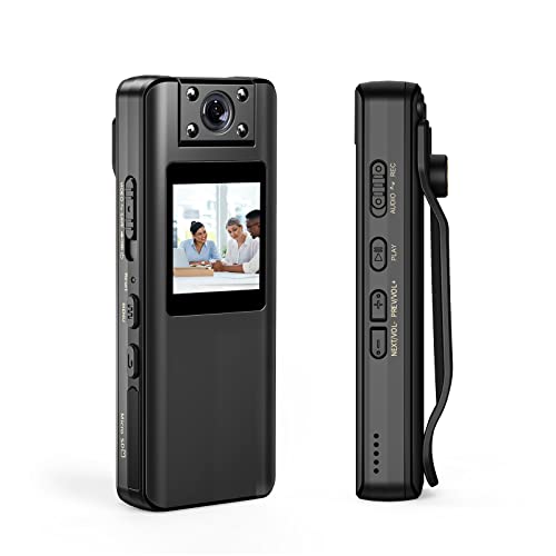 BOBLOV A22 64/32GB Body Camera, Support 8-10Hours Recording,180° Rotatable Lens, 1080PHD BodyCam with OLED Screen to Playback, Camcorder with Audio for Walking, Delivery Pizza, Daily Proof (64GB)