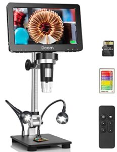 hdmi lcd digital microscope with ips screen, dcorn 7″ coin microscope for coin collection supplies, view entire coin,16mp soldering microscope with lights for adults, 32gb card included