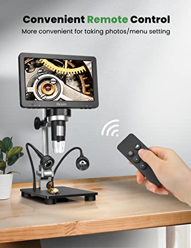 HDMI LCD Digital Microscope with IPS Screen, Dcorn 7" Coin Microscope for Coin Collection Supplies, View Entire Coin,16MP Soldering Microscope with Lights for Adults, 32GB Card Included