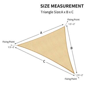 Pamapic 12' x 12' x 12' Shade Sails Triangle Sun Shade Sail Canopy for Patio Garden, Outdoor, Restaurant, Backyard (Beige)