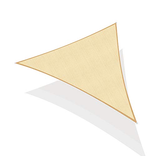 Pamapic 12' x 12' x 12' Shade Sails Triangle Sun Shade Sail Canopy for Patio Garden, Outdoor, Restaurant, Backyard (Beige)