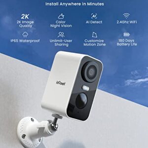 ieGeek Security Cameras Wireless Outdoor 2-Pack, 2K WiFi Surveillance Camera for Home Security, Battery Powered Security Cameras with Siren & Spotlight, AI Detection, IP65 Waterproof, Works with Alexa