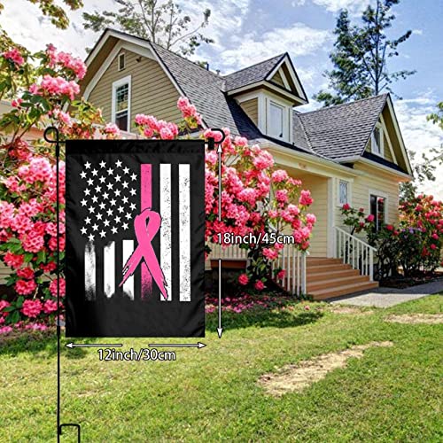 Breast Cancer Awareness Flag Double Sided Breast Cancer Home Garden Flag for Patio Lawn Home Outdoor Decor,12" X 18" (Breast Cancer Awareness)