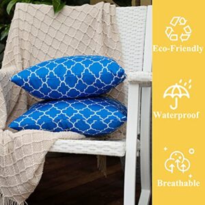 YASRKML 16 x16 inch Waterproof Outdoor Throw Pillow Covers Set of 2, Decorative Farmhouse Square Pillow Cushion Cases UV Protection, Modern Pillowcase for Patio Garden Balcony (Navy Blue)