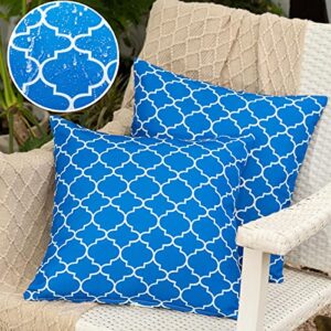 yasrkml 16 x16 inch waterproof outdoor throw pillow covers set of 2, decorative farmhouse square pillow cushion cases uv protection, modern pillowcase for patio garden balcony (navy blue)