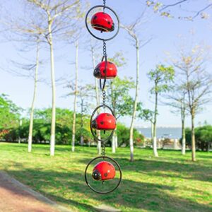 Ceramics Wind Chimes Outdoor, Wind Chime for Outside with Soothing Melodic Tones for Garden Patio Balcony Home Décor Ladybug