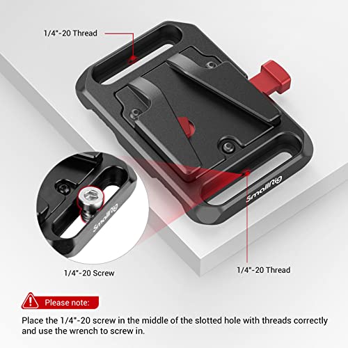 SmallRig Mini V Mount Battery Plate, V-Lock Mount Battery Plate with 1/4"-20 Threads - 2987