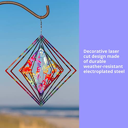 Dawhud Direct Rainbow Butterfly Kinetic Wind Spinners for Yard and Garden Wind Spinner Outdoor Metal Large Hanging Rainbow Decor Magic 3D Garden Art Wind Sculpture Spinners Kinetic Art Lawn Ornaments