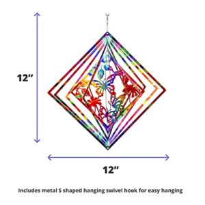 Dawhud Direct Rainbow Butterfly Kinetic Wind Spinners for Yard and Garden Wind Spinner Outdoor Metal Large Hanging Rainbow Decor Magic 3D Garden Art Wind Sculpture Spinners Kinetic Art Lawn Ornaments