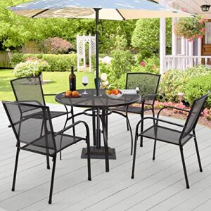 AECOJOY 5 Piece Outdoor Table and Chair, Patio Outdoor Dining Set with 1.73" Umbrella Hole, Patio Table and Chair Set of 4 for Garden,Bistro,Deck
