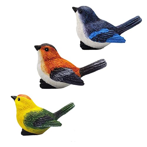 3 Pcs Miniature Bird Decorative Figurines,Fairy Garden Accessories for Micro Landscape,Mini Garden Resin Bird Decoration Ornaments,Figurine Cake Topper Dollhouse Min