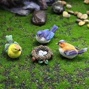 3 Pcs Miniature Bird Decorative Figurines,Fairy Garden Accessories for Micro Landscape,Mini Garden Resin Bird Decoration Ornaments,Figurine Cake Topper Dollhouse Min