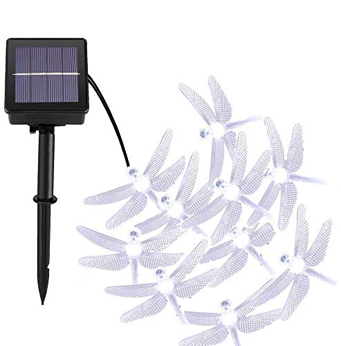 AMZSTAR Solar Powered String Lights Waterproof,19.7ft 8 Modes 30LED Dragonfly Fairy Lights Decorative Lighting for Indoor/Outdoor Home Garden Lawn Fence Patio Party (White)