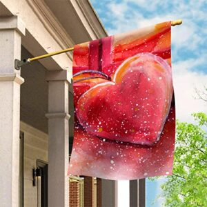 Texupday Red Love Heart Decoration Happy Valentine's Day House Flag Outdoor Yard Flag 28" x 40"