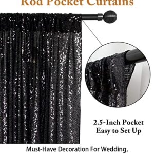 Sequin Curtains 2 Panels Black 2FTx8FT Sequin Photo Backdrop Black Sequin Backdrop Curtain Pack of 2-1011E