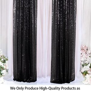 Sequin Curtains 2 Panels Black 2FTx8FT Sequin Photo Backdrop Black Sequin Backdrop Curtain Pack of 2-1011E