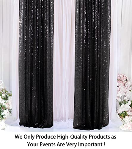 Sequin Curtains 2 Panels Black 2FTx8FT Sequin Photo Backdrop Black Sequin Backdrop Curtain Pack of 2-1011E