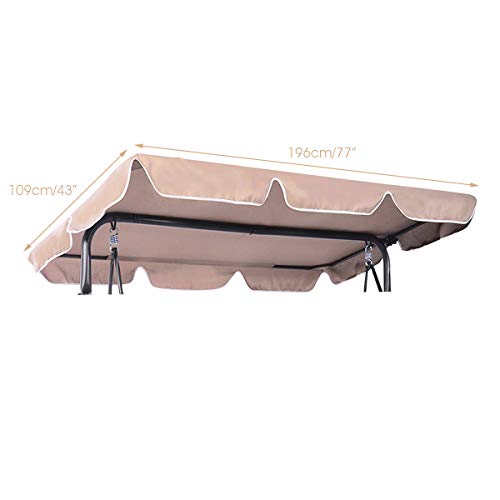 Goplus Swing Canopy Replacement Waterproof Top Cover for Outdoor Garden Patio Porch Yard, Top Cover Only (77'' x 43'')