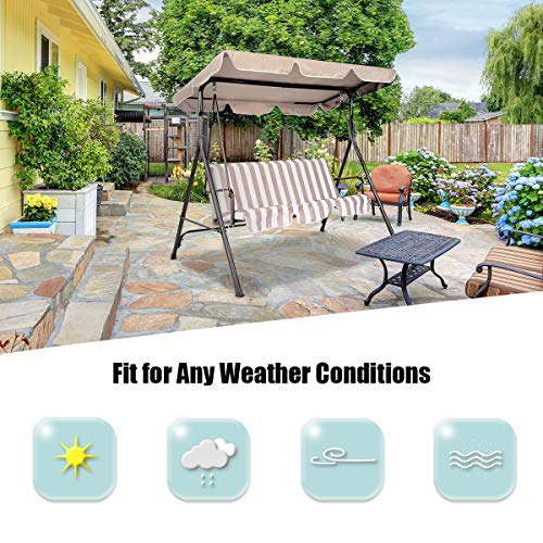 Goplus Swing Canopy Replacement Waterproof Top Cover for Outdoor Garden Patio Porch Yard, Top Cover Only (77'' x 43'')