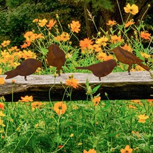 Reagia Rusty Birds Decoration, Metal Birds Statues, Lifelike Patina Metal Birds Garden Ornaments Silhouette