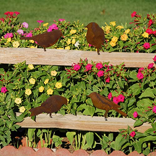 Reagia Rusty Birds Decoration, Metal Birds Statues, Lifelike Patina Metal Birds Garden Ornaments Silhouette