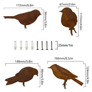 Reagia Rusty Birds Decoration, Metal Birds Statues, Lifelike Patina Metal Birds Garden Ornaments Silhouette