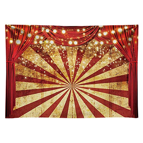 Funnytree 8x6ft Durable Fabric Golden Glitter Red Curtain Photography Backdrop No Wrinkles Circus Carnival Sparkle Stripes Background Baby Shower Birthday Party Potrait Decor Banner Photo Booth Props