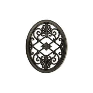 Nuvo Iron Decorative Insert for Fencing, Gates, Home, Garden - Oval, 13" X 17″, Black