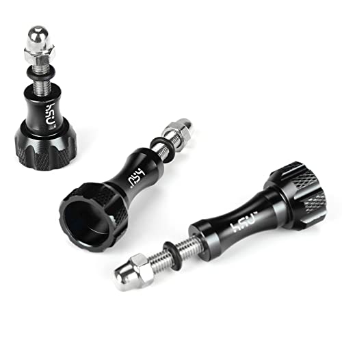 HSU Aluminum Thumbscrew Set + Wrench for Gopro Session,Hero 11, 10, 9, 8, 7, 6, 5, 4, 3, AKASO Campark and Other Action Cameras (Black,3Pcs)