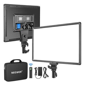neewer nl288 led video light with 2.4g remote, 45w 4800lux 3200k-5600k cri 97+ dimmable bi-color 18″ soft light panel for photography youtube live stream game zoom meeting(battery not included)
