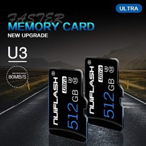 Micro SD Card 512GB Memory Card 512GB TF Card Class 10 High Speed with Adapter for Camera, Phone, Computer 512GB