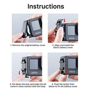 ULANZI G9-6 Battery Cover for GoPro Hero 11 10 9 Black Aluminum Alloy Replacement Door with Cold Shoes and 1/4 Screw Removable Protective Type-C Charging Port Adapter Repair Part Camera Vlog