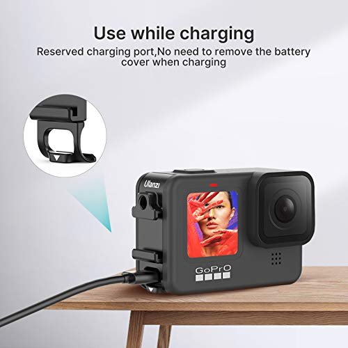 ULANZI G9-6 Battery Cover for GoPro Hero 11 10 9 Black Aluminum Alloy Replacement Door with Cold Shoes and 1/4 Screw Removable Protective Type-C Charging Port Adapter Repair Part Camera Vlog