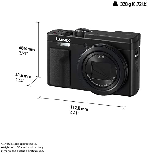 Panasonic LUMIX ZS80D 4K Digital Camera, 20.3MP 1/2.3-inch Sensor, 30X Leica DC Vario-Elmar Lens, F3.3-6.4 Aperture, WiFi, Hybrid O.I.S. Stabilization, 3-Inch LCD, DC-ZS80DK (Black)