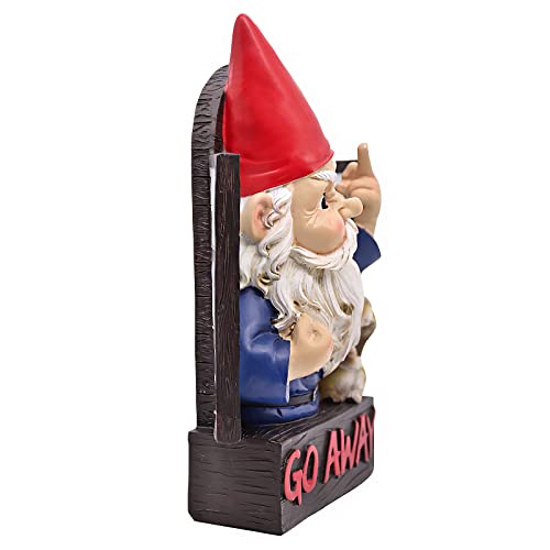 Go Away Rude Middle Finger Gnomes Statue Whimsical Grumpy Fantasy Naughty Gnome Figurine Flipping Off Guests Ceramic Resin Angry Dwarfs Fairy Garden Guardian Home Wall Tree Hanging Decor