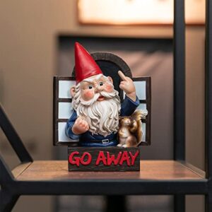 Go Away Rude Middle Finger Gnomes Statue Whimsical Grumpy Fantasy Naughty Gnome Figurine Flipping Off Guests Ceramic Resin Angry Dwarfs Fairy Garden Guardian Home Wall Tree Hanging Decor