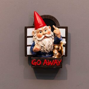 Go Away Rude Middle Finger Gnomes Statue Whimsical Grumpy Fantasy Naughty Gnome Figurine Flipping Off Guests Ceramic Resin Angry Dwarfs Fairy Garden Guardian Home Wall Tree Hanging Decor