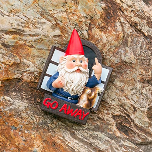 Go Away Rude Middle Finger Gnomes Statue Whimsical Grumpy Fantasy Naughty Gnome Figurine Flipping Off Guests Ceramic Resin Angry Dwarfs Fairy Garden Guardian Home Wall Tree Hanging Decor