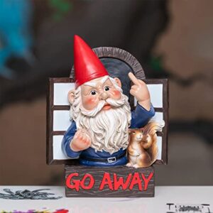 Go Away Rude Middle Finger Gnomes Statue Whimsical Grumpy Fantasy Naughty Gnome Figurine Flipping Off Guests Ceramic Resin Angry Dwarfs Fairy Garden Guardian Home Wall Tree Hanging Decor