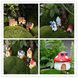 Kbraveo 15 Pieces Miniature Fairy Gardens Stone House,Mini Resin House,Mini Fairy Cottage House for Gardens,Patio Outdoor Décor