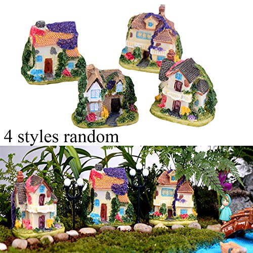 Kbraveo 15 Pieces Miniature Fairy Gardens Stone House,Mini Resin House,Mini Fairy Cottage House for Gardens,Patio Outdoor Décor