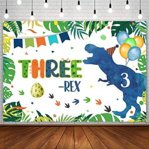 aibiin 7x5ft dinosaur three-rex birthday backdrop for boy happy 3rd birthday dinosaur egg balloon confetti photography background 3 years old party decorations supplies banner photo shoot studio props